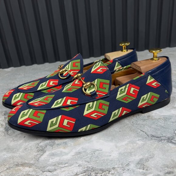 Gucci Canvas Mr. Porter Cube Horsebit Brixton Loafers Blue 8 G or 8.5 US 42 EUR - Picture 3 of 12